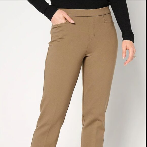 GRAVER by SUSAN GRAVER REGULAR SMART KNIT PONTE SLIM LEG PANT DESERT TAUPE 1X - Picture 2 of 6